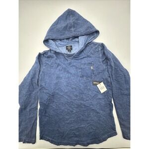 Buffalo David Bitton Sweater Womens XL Hooded Pullover Long Sleeve Blue Logo NWT